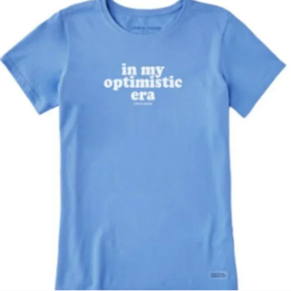 NWT - Life Is Good “In My Optimistic Era” Crusher Tee – Blue – Sizes M & XL